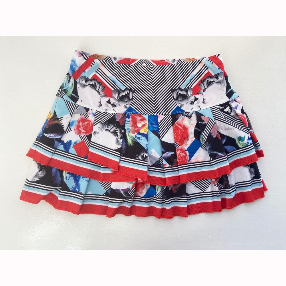 Lucky In Love Tiered Pleated Tennis/Pickleball Skort, Size XS